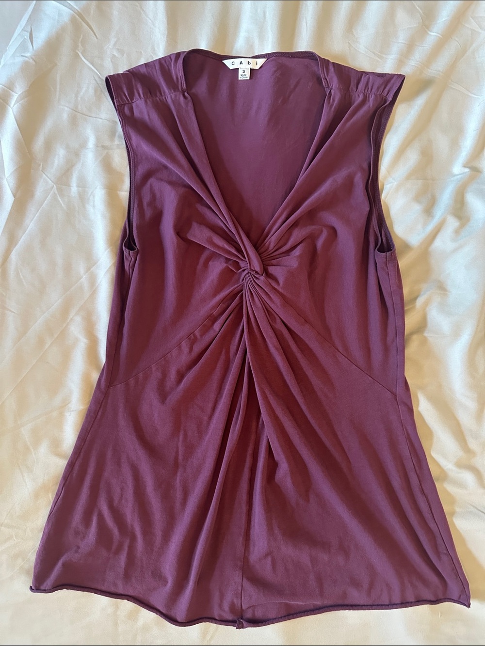 CAbi Twist-Front Sleeveless Top in Plum